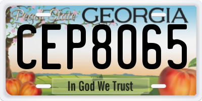 GA license plate CEP8065