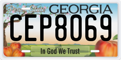 GA license plate CEP8069