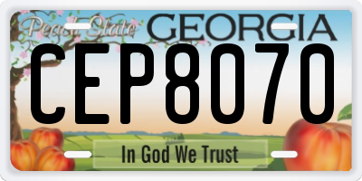 GA license plate CEP8070