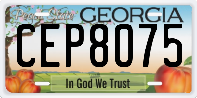 GA license plate CEP8075