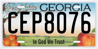 GA license plate CEP8076