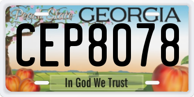 GA license plate CEP8078
