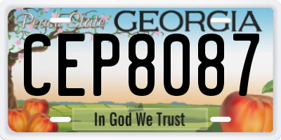GA license plate CEP8087