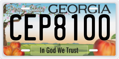 GA license plate CEP8100