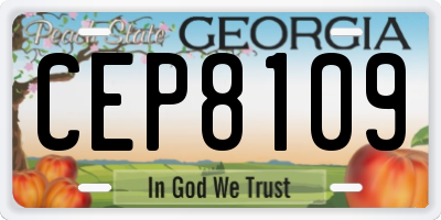 GA license plate CEP8109