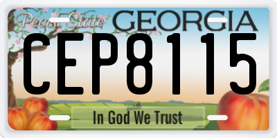 GA license plate CEP8115