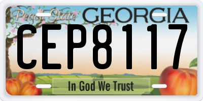 GA license plate CEP8117