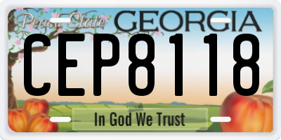 GA license plate CEP8118