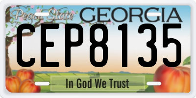 GA license plate CEP8135