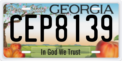 GA license plate CEP8139