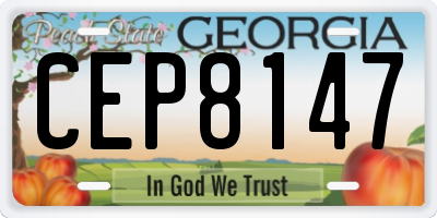 GA license plate CEP8147