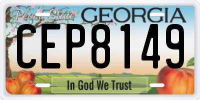GA license plate CEP8149