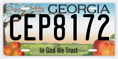 GA license plate CEP8172