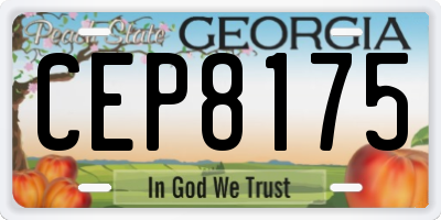 GA license plate CEP8175