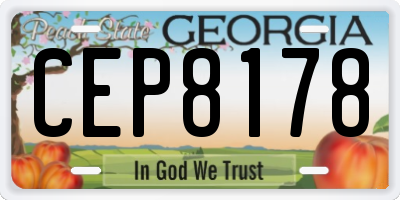 GA license plate CEP8178