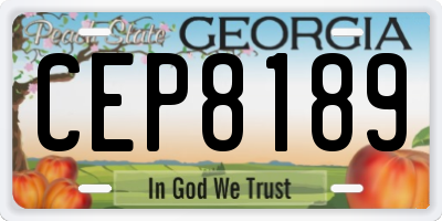 GA license plate CEP8189