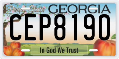 GA license plate CEP8190