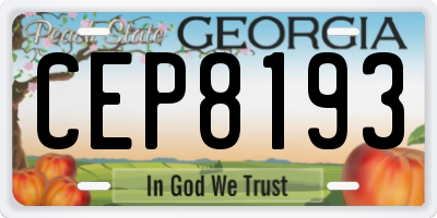 GA license plate CEP8193