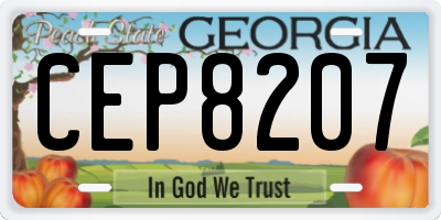 GA license plate CEP8207