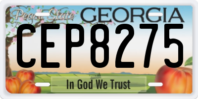 GA license plate CEP8275