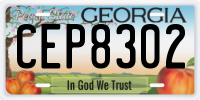 GA license plate CEP8302