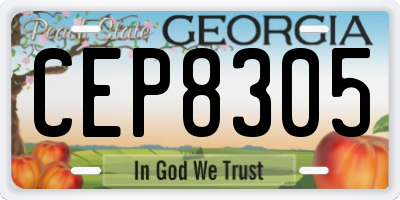 GA license plate CEP8305