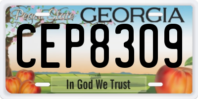 GA license plate CEP8309