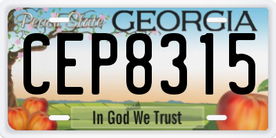 GA license plate CEP8315