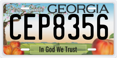 GA license plate CEP8356
