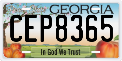 GA license plate CEP8365