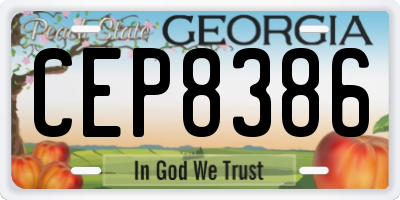 GA license plate CEP8386