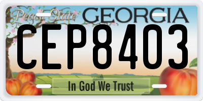 GA license plate CEP8403