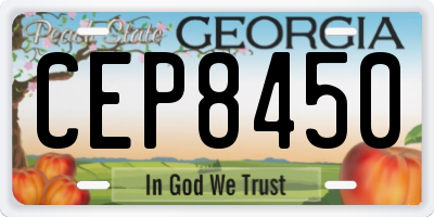 GA license plate CEP8450