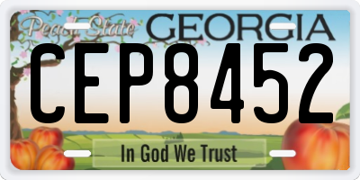 GA license plate CEP8452