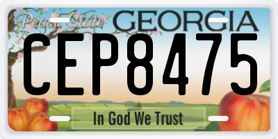 GA license plate CEP8475