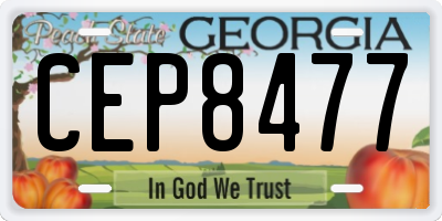 GA license plate CEP8477