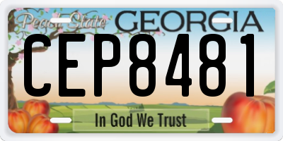 GA license plate CEP8481