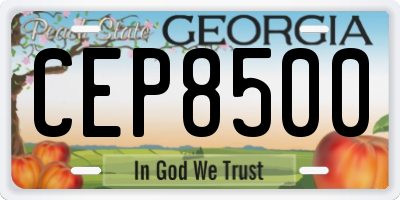 GA license plate CEP8500