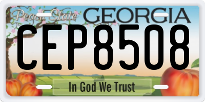 GA license plate CEP8508