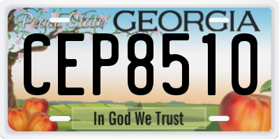 GA license plate CEP8510