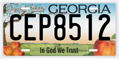 GA license plate CEP8512