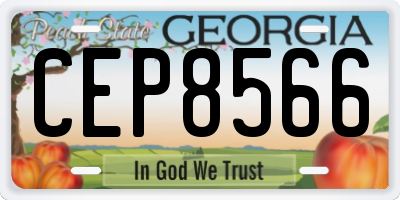 GA license plate CEP8566