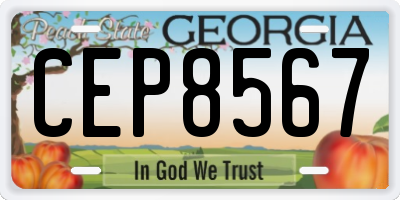 GA license plate CEP8567