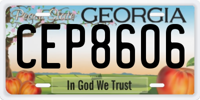 GA license plate CEP8606