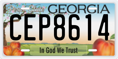 GA license plate CEP8614