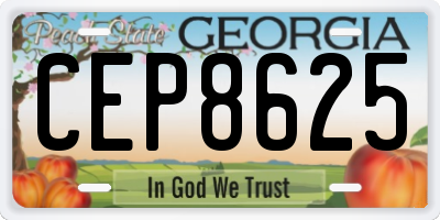 GA license plate CEP8625