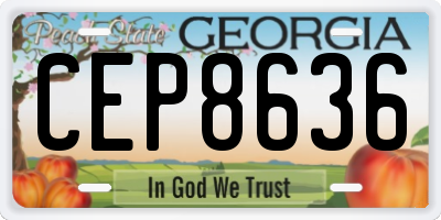 GA license plate CEP8636