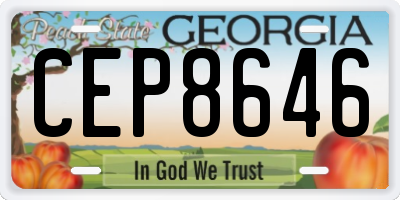 GA license plate CEP8646