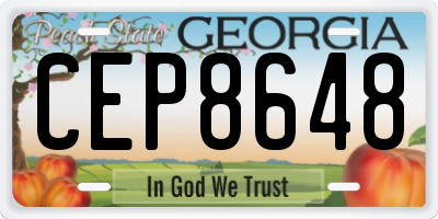 GA license plate CEP8648