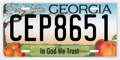GA license plate CEP8651